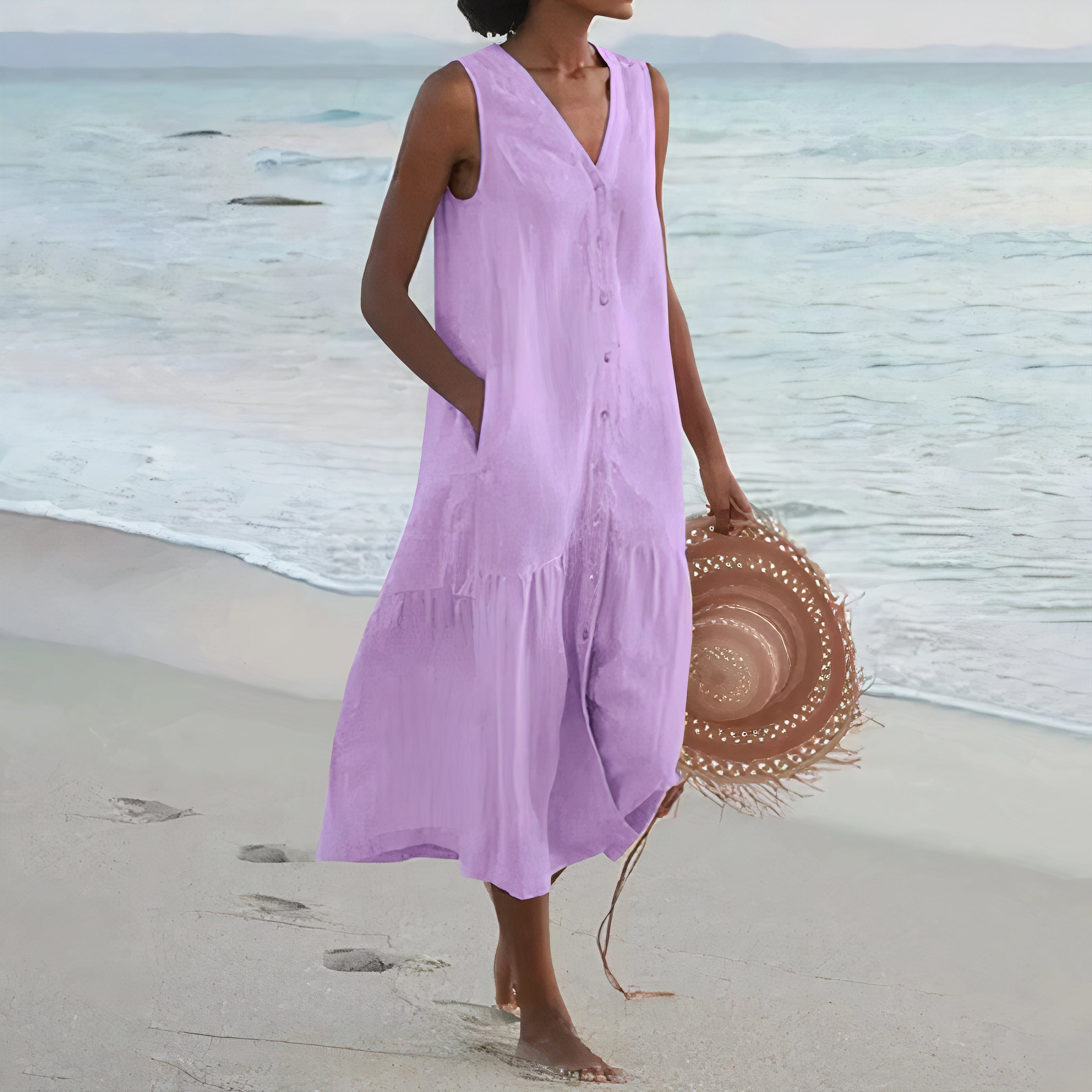Linen beach dress clearance
